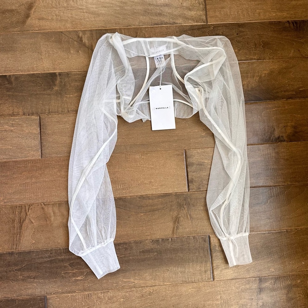 Marcella New York sheer white bolero size small